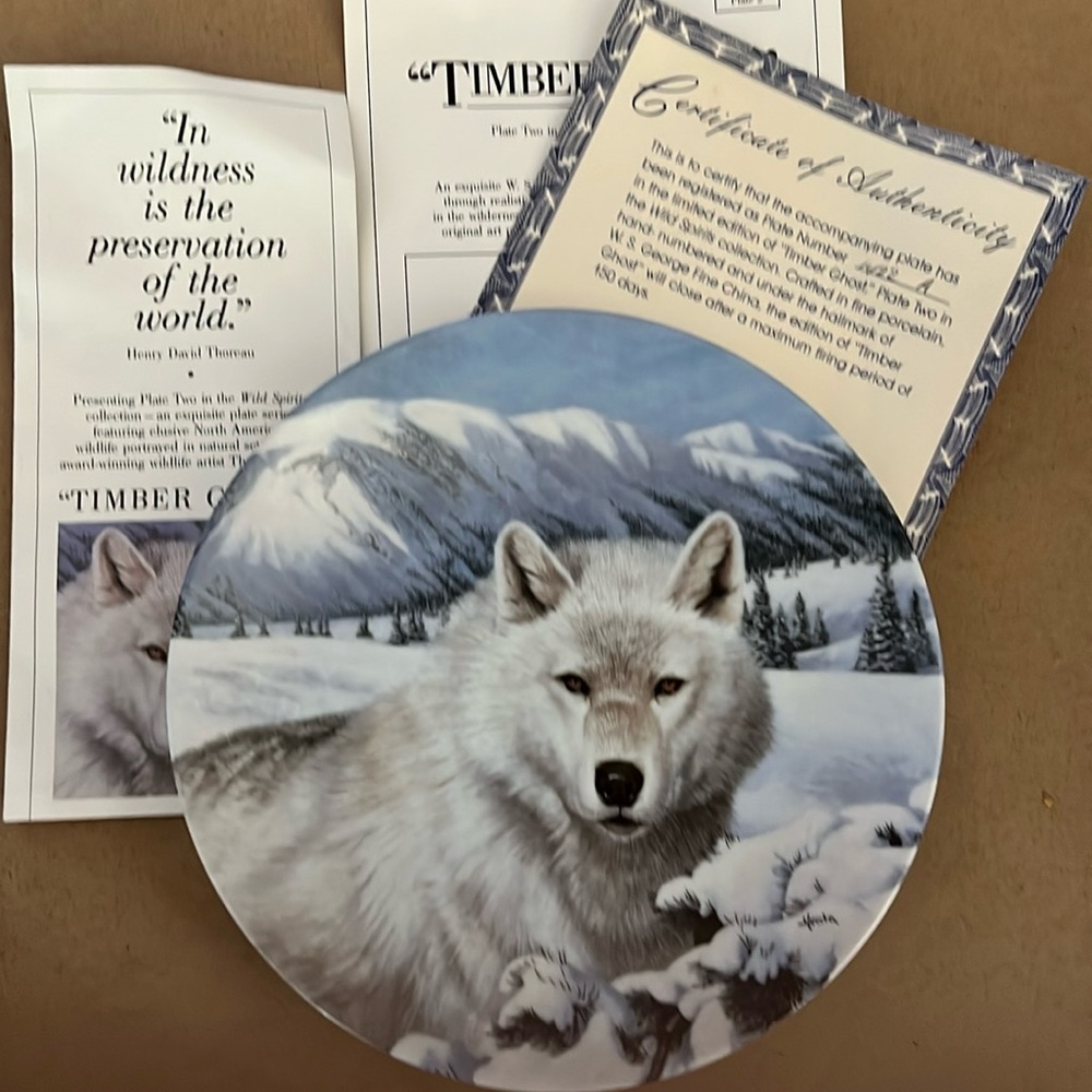 W S George Fine China collectible plate "Timber Lake" Wild Spirits
